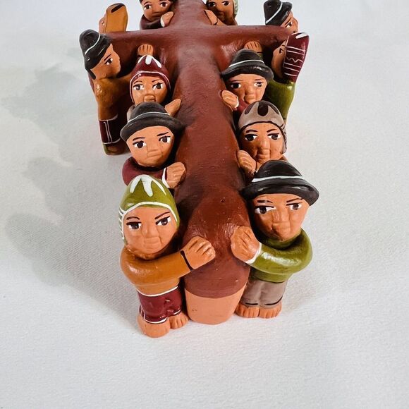 Terra Cotta Folk Art Clay Pottery Peruvian Crucification Carrying Of The Cross - Picture 4 of 11